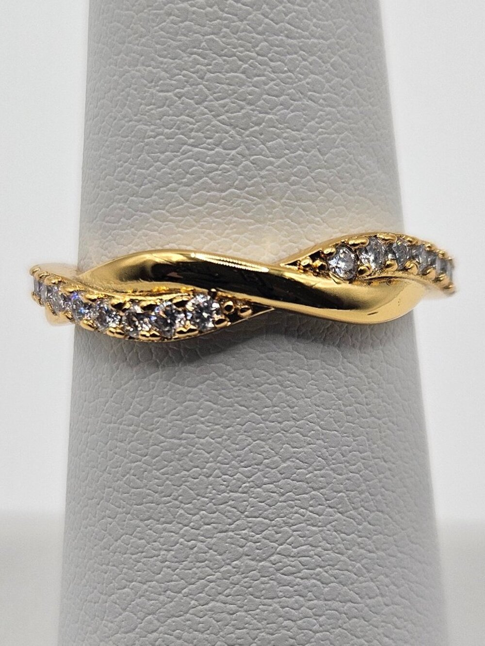 Moissanite Twist Eternity Ring Band 18k Gold Plated S925 Size 9